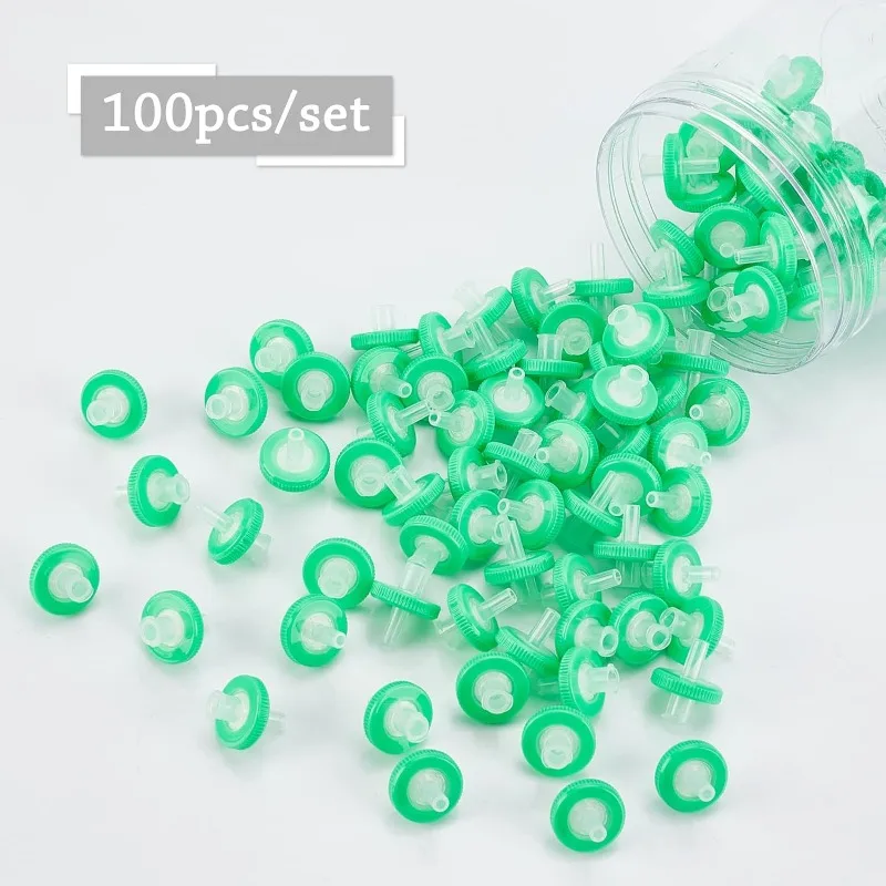 100 Pcs Syringe Filters 13mm 0.22μm Syringe Filter Plastic Unsterilized Syringe Filters 4mm Inner Diameter 2mm Hole