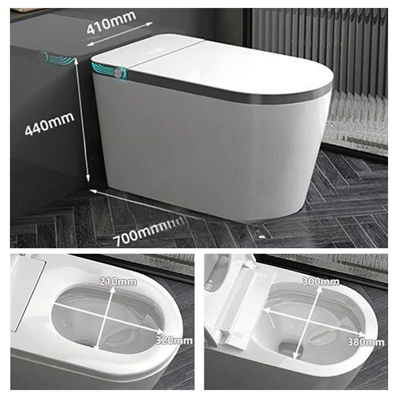 Elongated Smart Toilet Built-in Bidet Water Tank No Water Pressure Limit Multifunctional LED Display Screen Foot Sensing Toilet