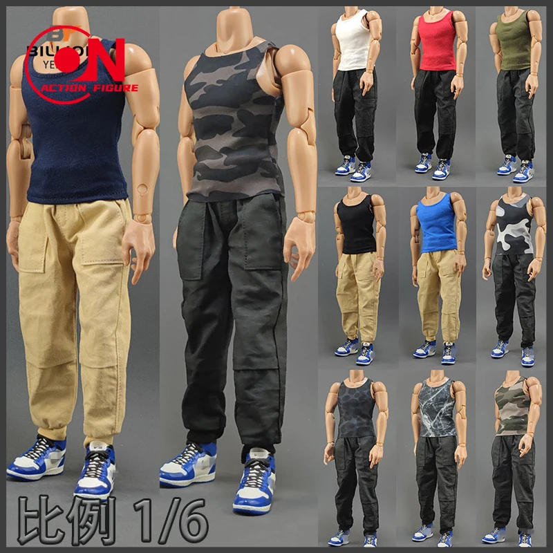 1/6 مقياس الذكور الجندي متعددة تي شيرت ملون سترة بلا أكمام ملابس رياضية لشخصية العمل 12 بوصة جسم عضلي قوي #1