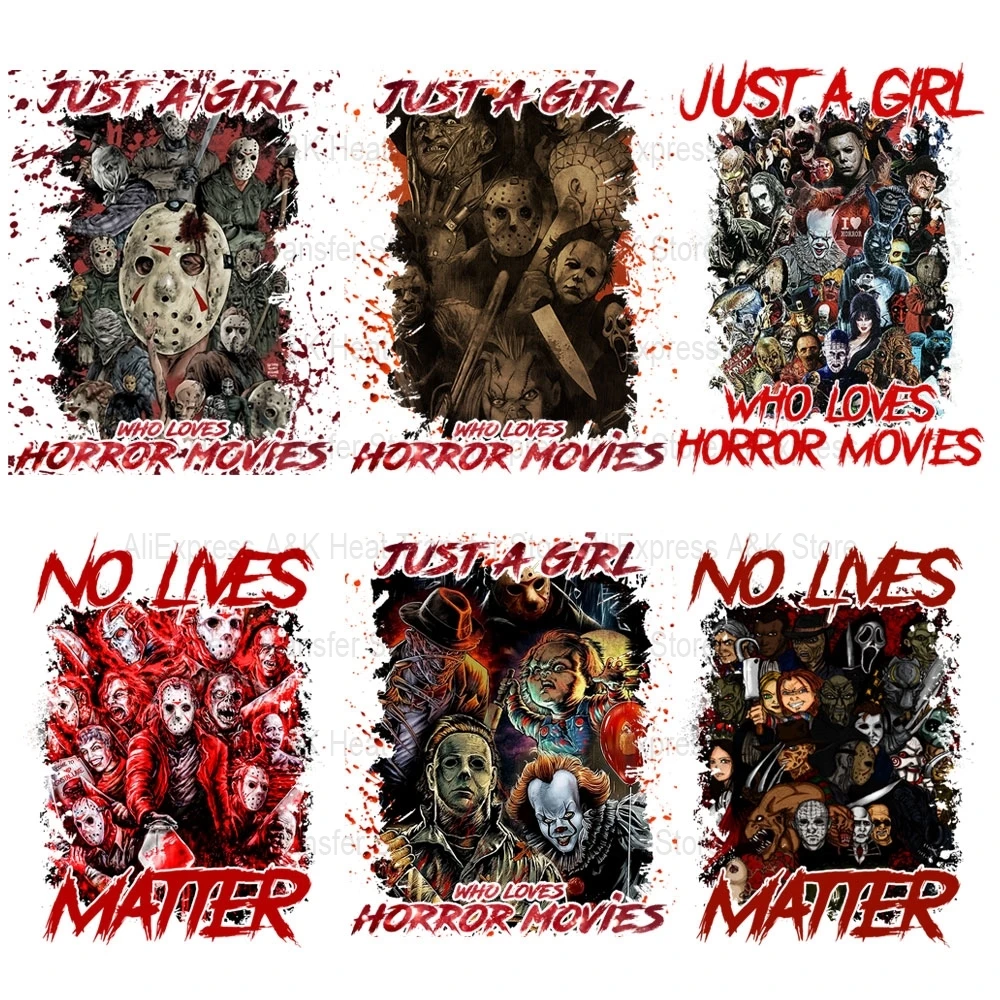 

Halloween Horror Heat Transfer Sticker Iron Patches Blood Shirt Men DIY Decals Applique Parches Thermo Stripes Badages