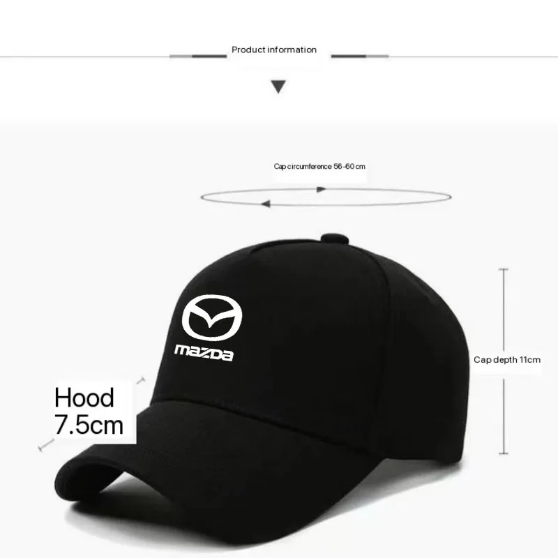 For Mazda CX3 CX-5 CX5 CX7 CX9 MX5 Axela Demio Atenza Car Logo Cotton Adjustable Baseball Hat Outdoor Auto Accessories