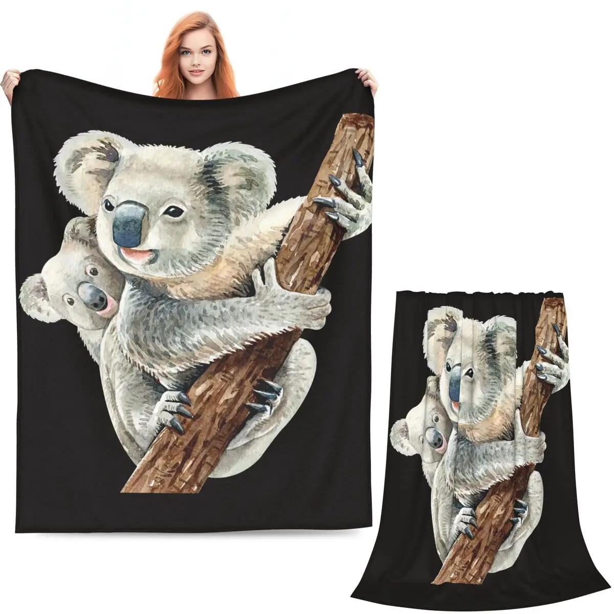 Baby Koala Bear Hug A Branch Blanket Soft Warm Flannel Throw Blanket Bedding for Bed Living room Picnic Travel Home Sofa