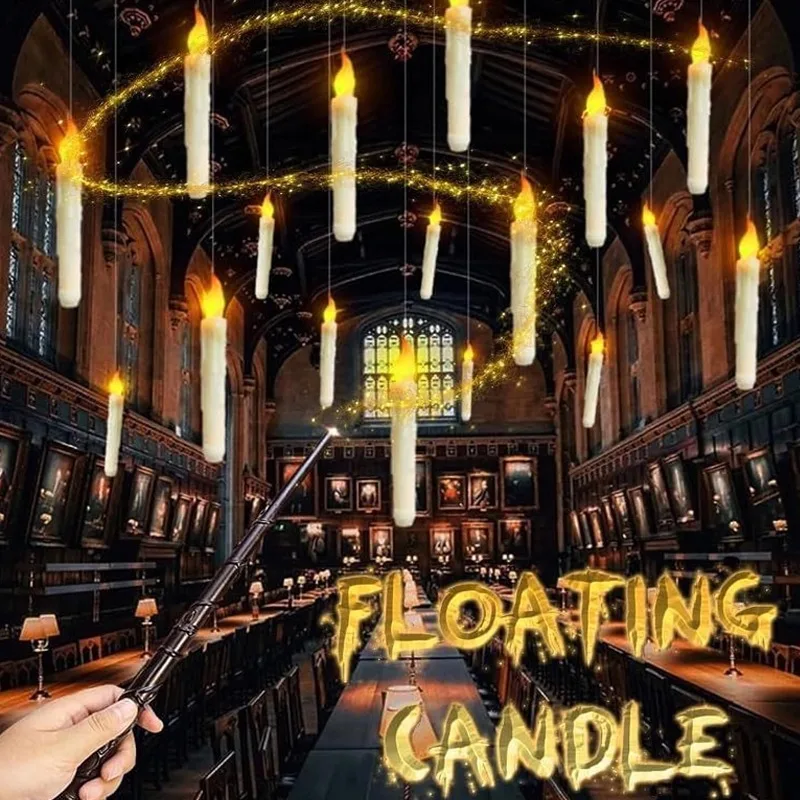 

12 шт. светодиодные плавающие свечи с волшебной палочкой, беспламенная летающая свеча, мерцающие горящие свечи для свадебного украшения праздников