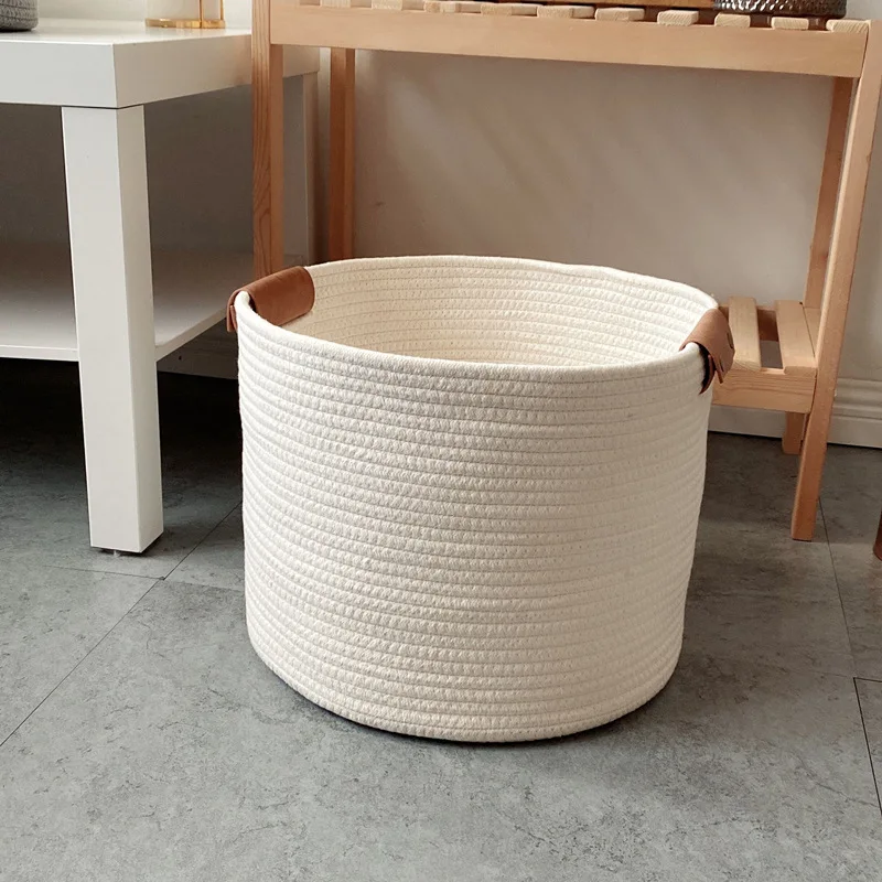 

Cotton rope woven storage basket desktop sundries storage Capacity Fabric Storage Rectangular Box