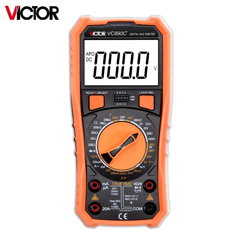 VICTOR VC890C+ Digitale Multimeter 2000 Telt Handmatig Bereik True RMS Capaciteit Weerstand Transistor 1000 V 20A