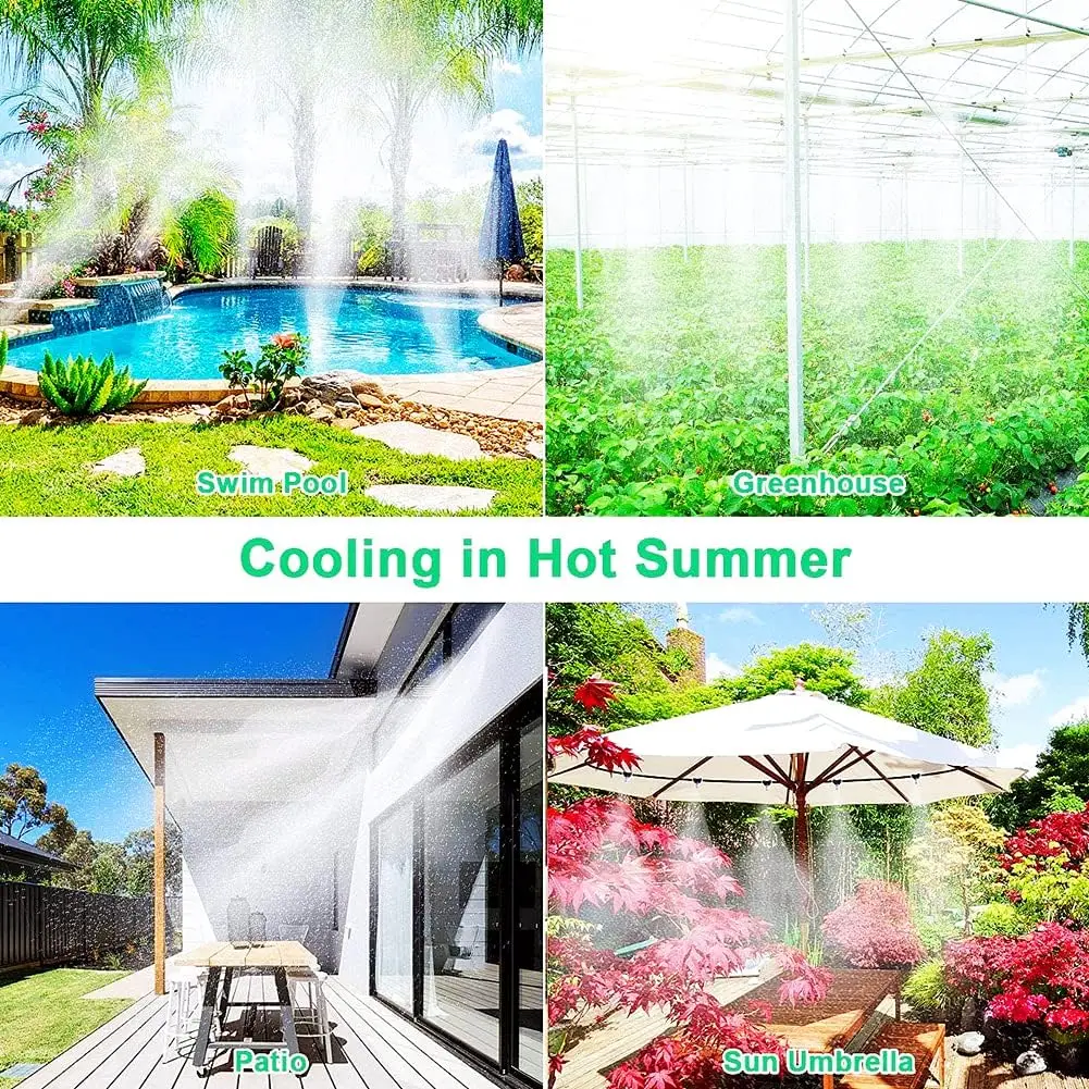 Misting Cooling System, Misting Line with Copper Metal Mist Nozzles, Patio Misting System,Outdoor Misters Cooling System for Pat