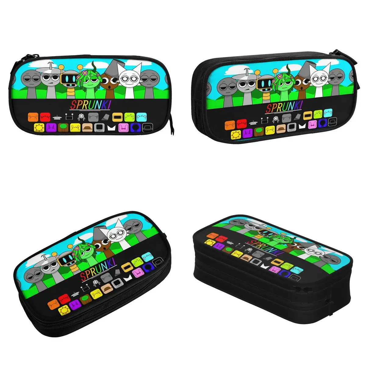 Sprunki Incredibox Pencil Case New Beats Game Pen Holder Bag Girls Boys Big Capacity School Supplies Zipper Pencil Box