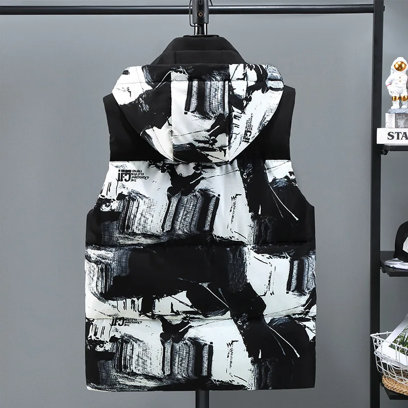 New autumn and winter thickened cotton vest men's jacket trendy thickened vest vest, large size cotton vest outside