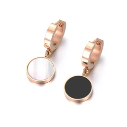 Fashion White Shell Black Acrylic Earrings Necklace Bracelet 316L Stainless Steel Jewelry Christmas Party Gift