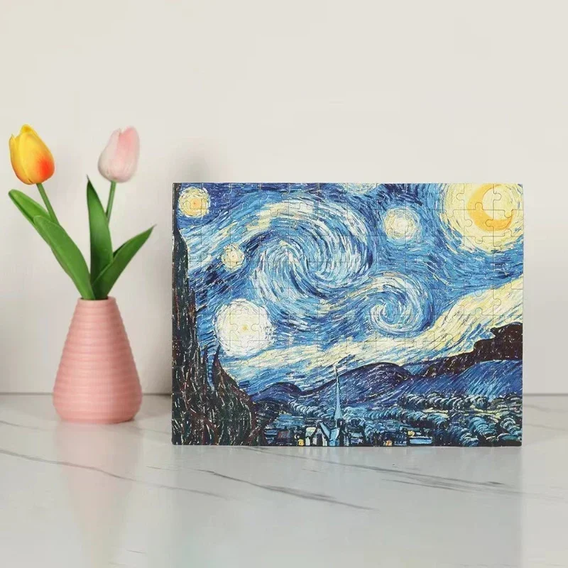 38*21cm Children 120 Pieces Jigsaw Puzzle Famous Paintings Series Beautiful Painting Stress Reducing Toys Christmas Gifts