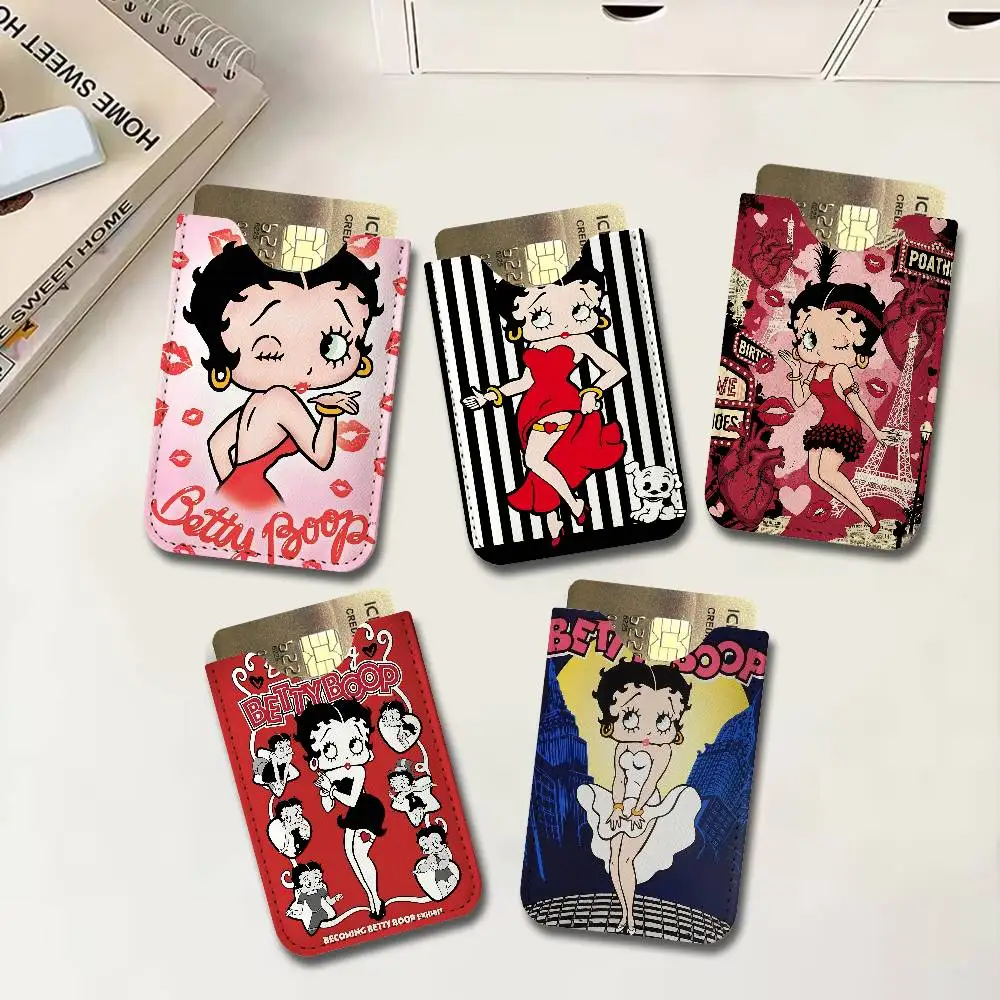 Cute B-BettyS Boop PU Leather Card Holder Sleeve for Credit Cards,Secure/Slim Design, Travel Storage Essentials