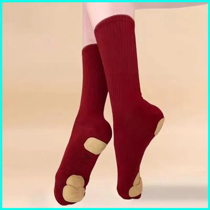 Calzini da ballo polpaccio per bambine, suole antiscivolo, design traspirante, in cotone, per praticare balletto e giocare