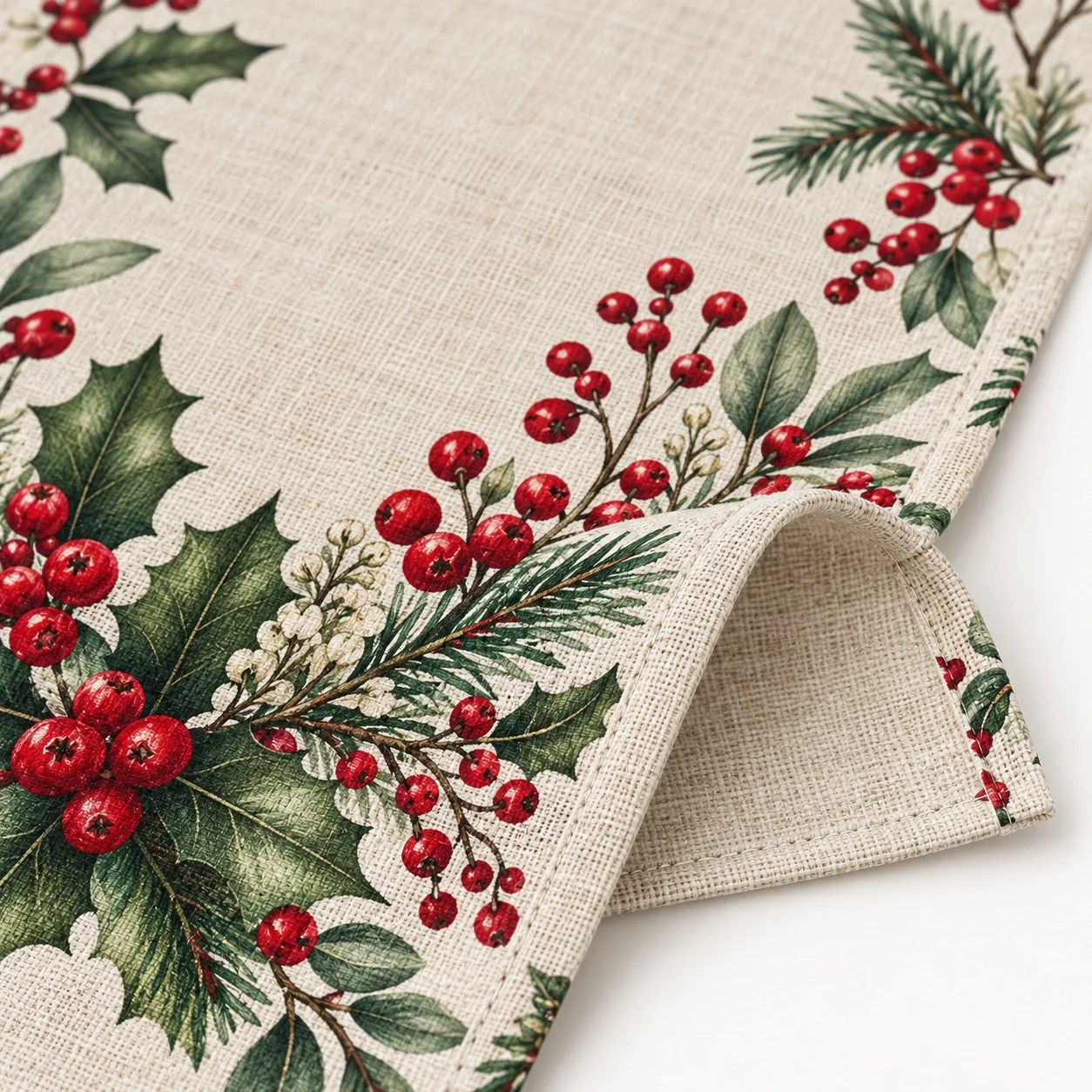 Christmas Table Runner Pine Branch Pinecone Pattern Nordic Holiday Dining Table Decor Farmhouse Winter Home Decoration