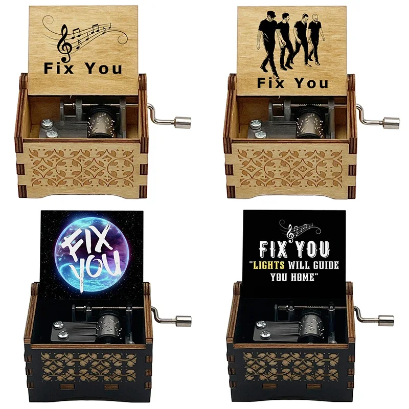 fix you Music color print music Box Wooden Girlfriend boyfriend Birthday new year Christmas music fans gift