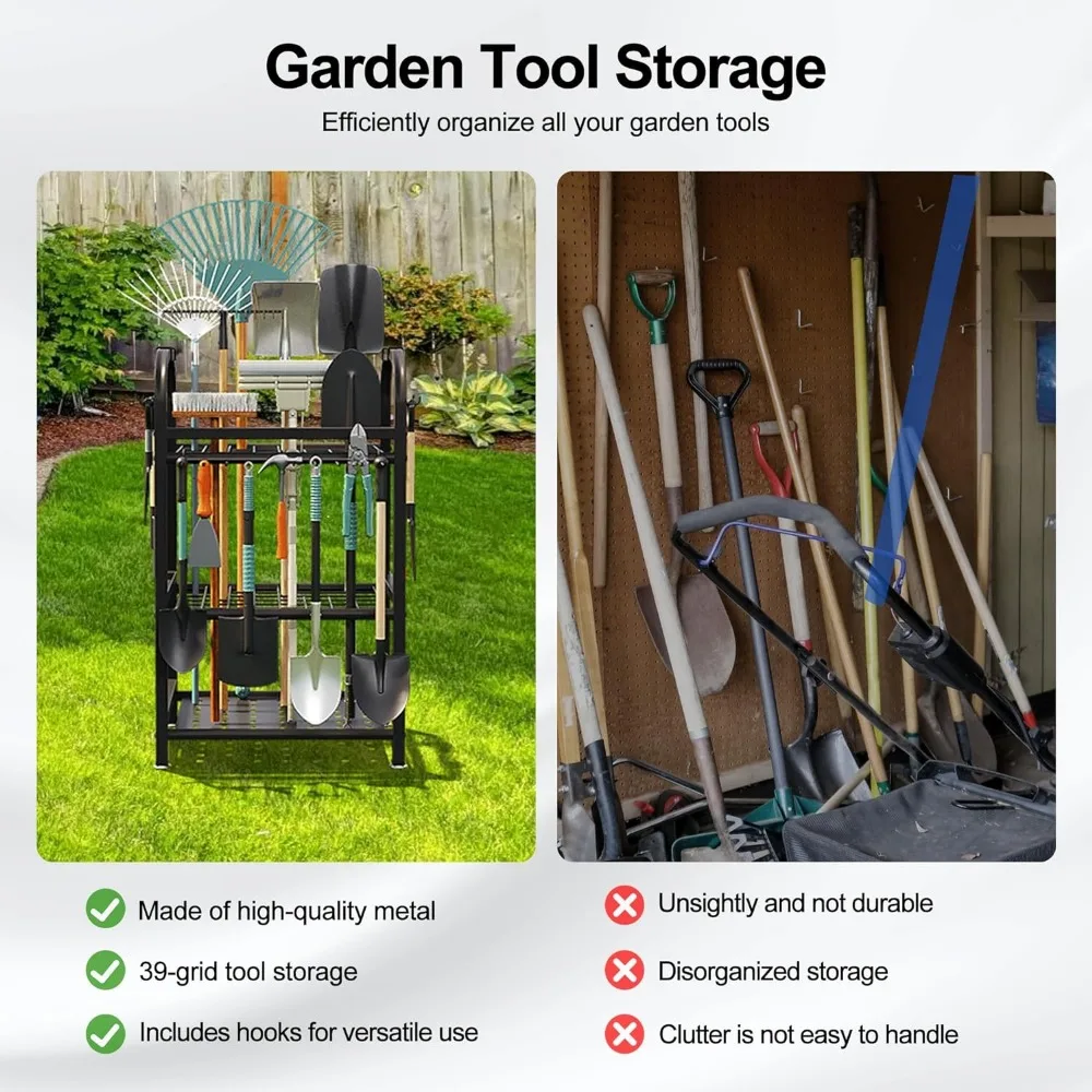 Imagem -05 - Garden Tool Organizer Storage Rack For Garage Organization Shed Outdoor Yard Detém até 39