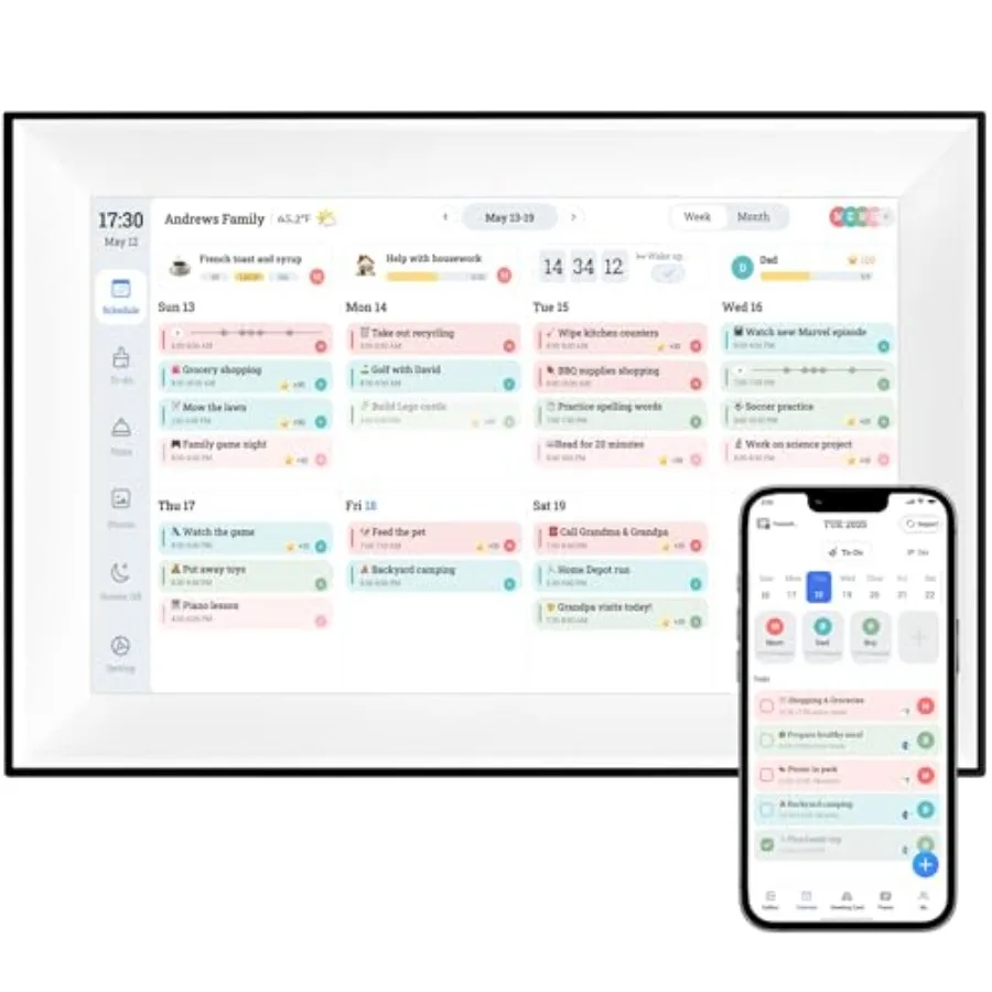 

Электронный настольный календарь-планировщик ch Digital Calendar 2026 с сенсорным экраном, семейный планировщик, график заданий и планировщик питания, IPS FHD