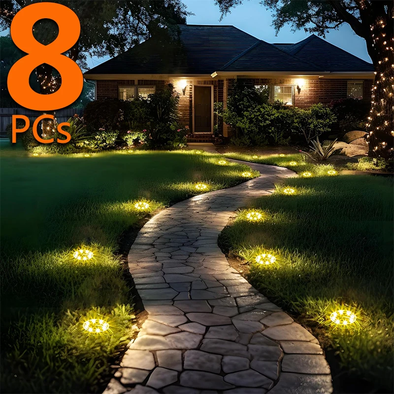 

8/20LED Solar Power Disk Light Outdoor Garden Solar Underground Light Deck Light Spotlight Buried Solar Led Lamp Garden Decor