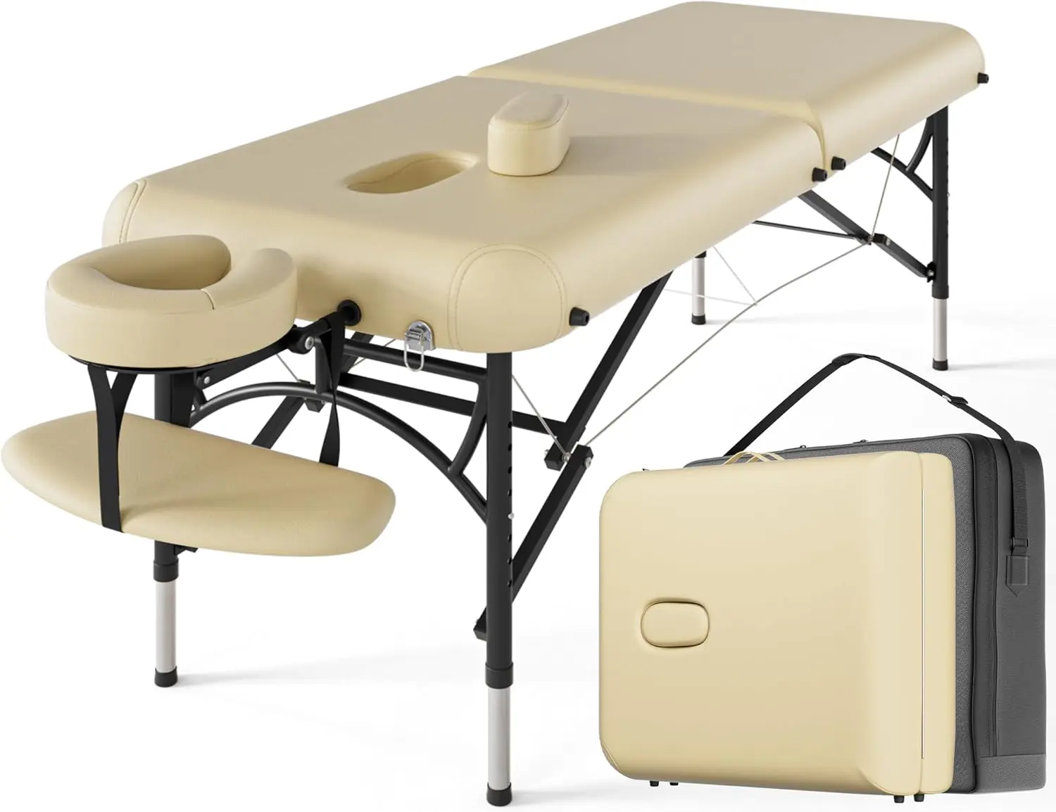 84" Professional Massage Table Portable 2 Folding Lightweight Facial Salon Spa Tattoo Bed Height Adjustable with Carrying Bag