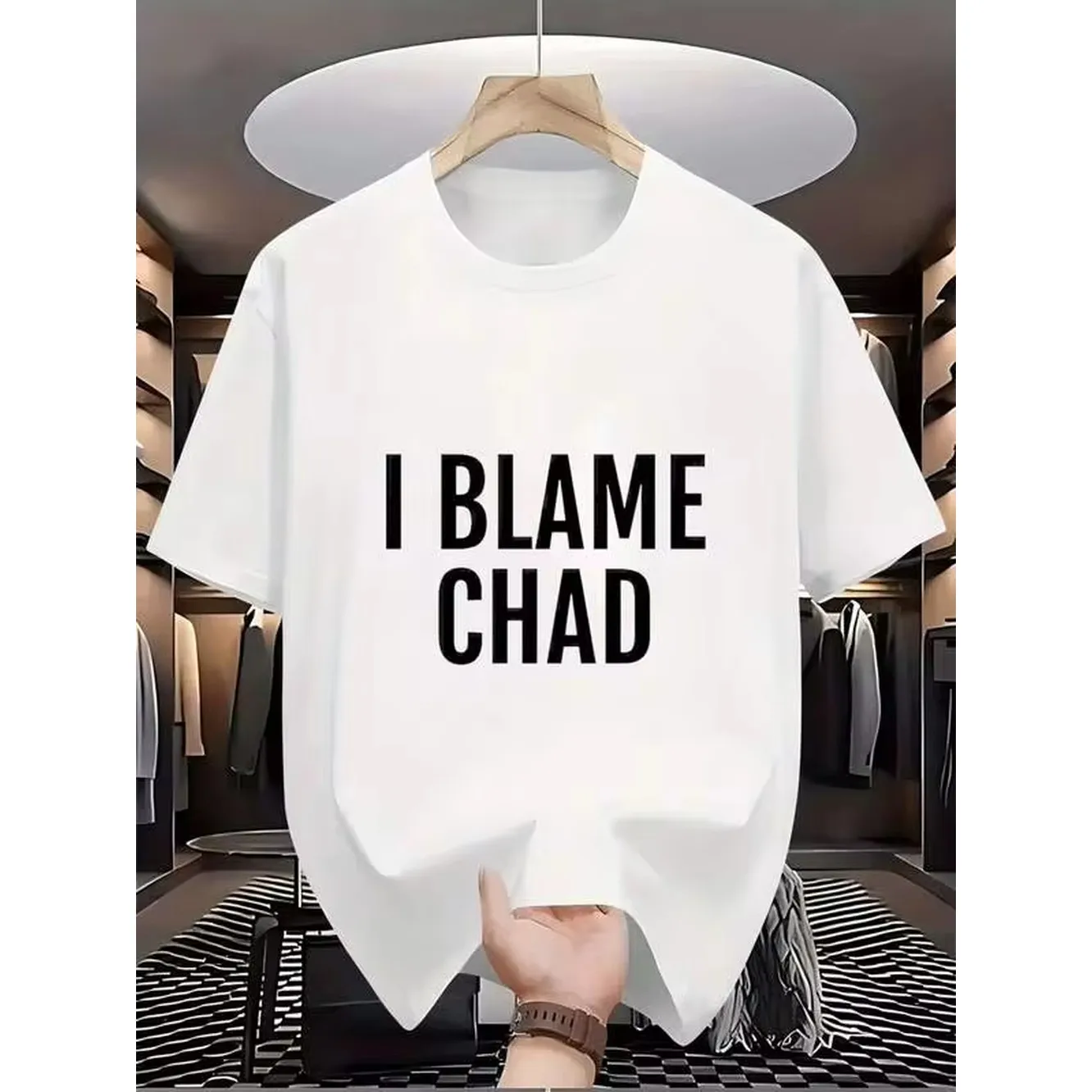 Crew Neck Graphic Cotton T Shirt For Men Black White Options, I Blame Oversized Tees Casual Wear, Spring Short Sleeve Loose Fit Tops, Summer Fashion Basic Shirts, Clothes Gift For Men