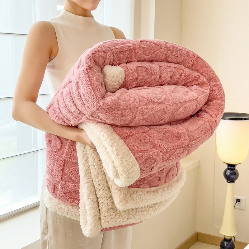 

Solid Color Thickened Sherpa Throw Blanket Office Shawl Air Conditioning Blanket Coral Velvet Lamb Wool Blanket Nap Sofa Cover