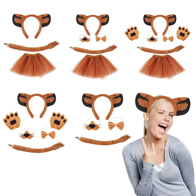 Animal Hair Bands Props Lion King Ears Hair Bands Plush Cute Performance Costumes Props