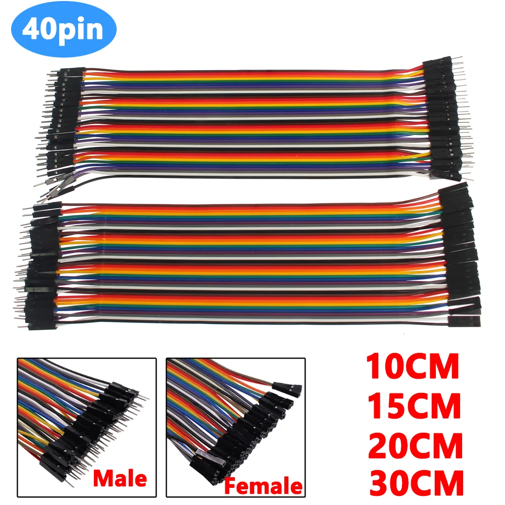 40pin Jumper Wires Dupont Wire Male To Male / Female To Male / Female To Female Dupont Cable 10cm 15cm 20cm 30cm for Arduino Kit