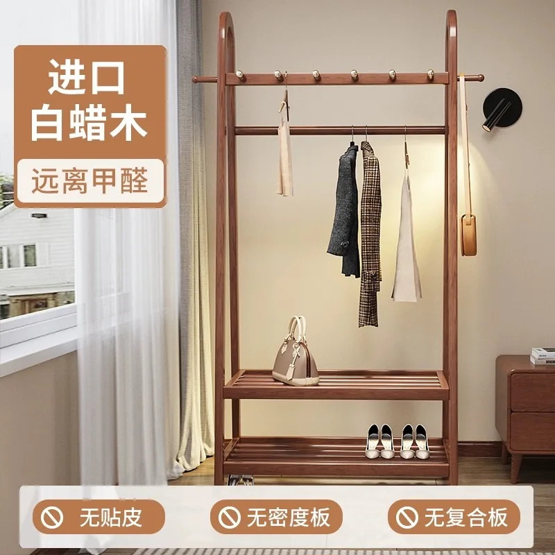 شماعة أرضية إسكندنافية لغرفة النوم المنزلية رف ملابس بسيط من خشب الرماد خفيف متجر ملابس فاخر رف معطف ذو سعة كبيرة