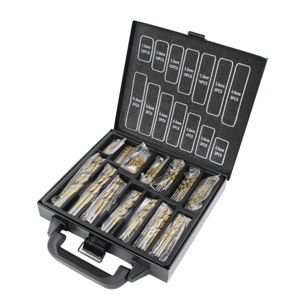 

99pcs 1.5mm-10mm Titanium Nitride Drill Bit Set Drilling Bits Kit for Metal Plastic Copper and Wood with Durable