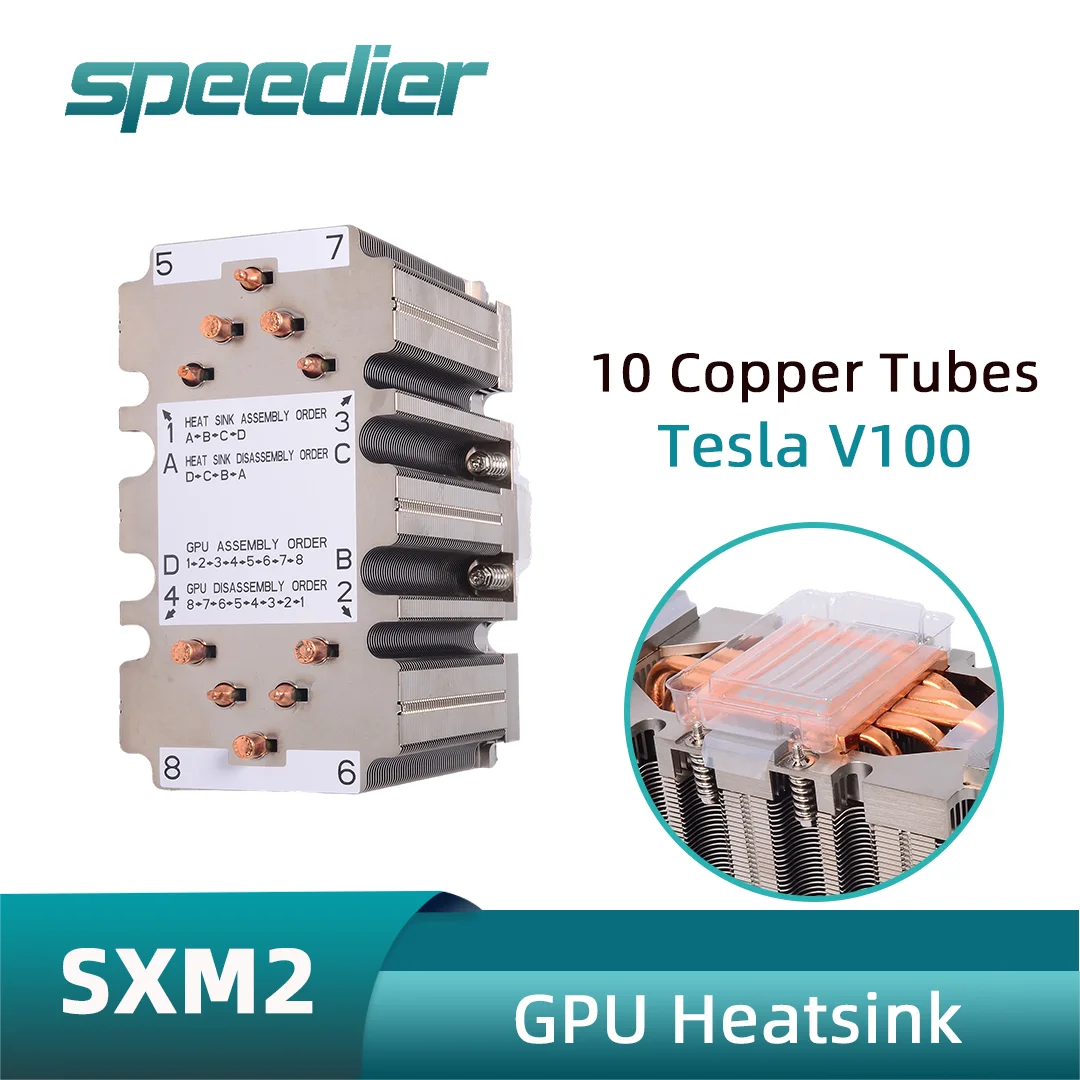 For SXM2 Tesla V100 P100 Heatsink GPU Cooler  Cooling ,10 Copper Tubes for Cooling  , Height 11CM Heatsink Fast Ship
