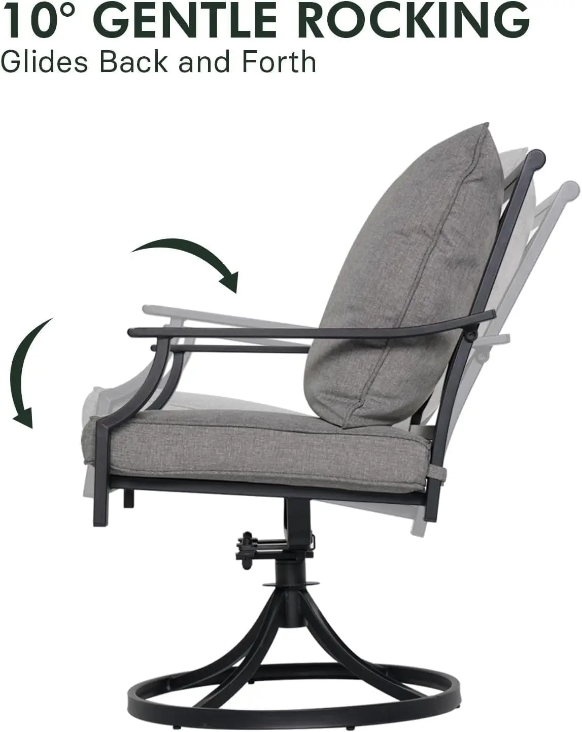 Обеденный набор на 2 человека, обеденный набор на открытом воздухе с электронным покрытием, 2 вращающихся обеденных стула, набор уличной мебели с подушками Olefin, серый