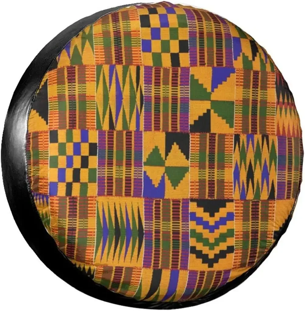 African Ethnic Pattern Print Spare Tire Cover Waterproof Universal Wheel Cover Dust-Proof Tire Wheel Protector 14