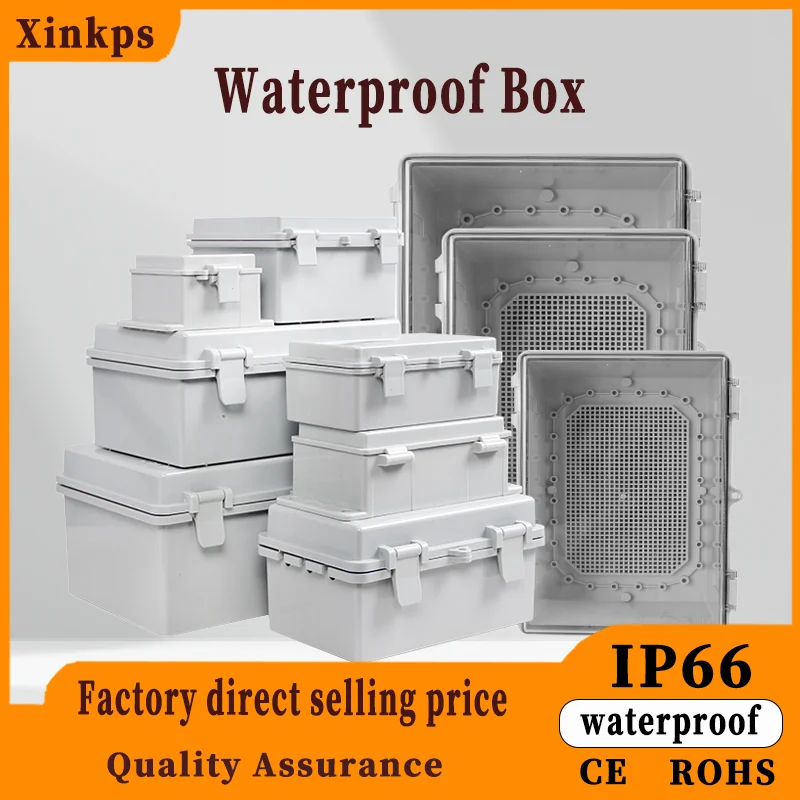 Outdoor Waterproof Enclosure ABS Grey/Clear Cover Plastic IP66Electronic Junction Box Hinged Buckle Seal Power Distribution Box