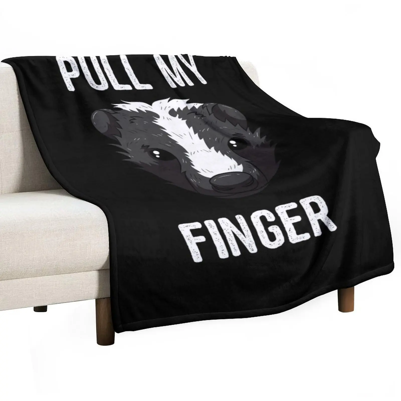 

Pull My Finger Skunk Fart Skunks Funny Stinky Badger Throw Blanket sofa bed Blankets For Bed Camping Blankets