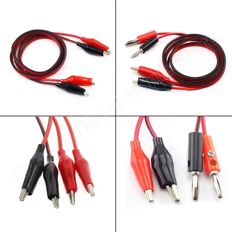 DIY Clip Test Lead Alligator Clips to 4mm Banana Test Lead Cable Double Alligator Head Crocodile Clip Roach Electrical Wire u