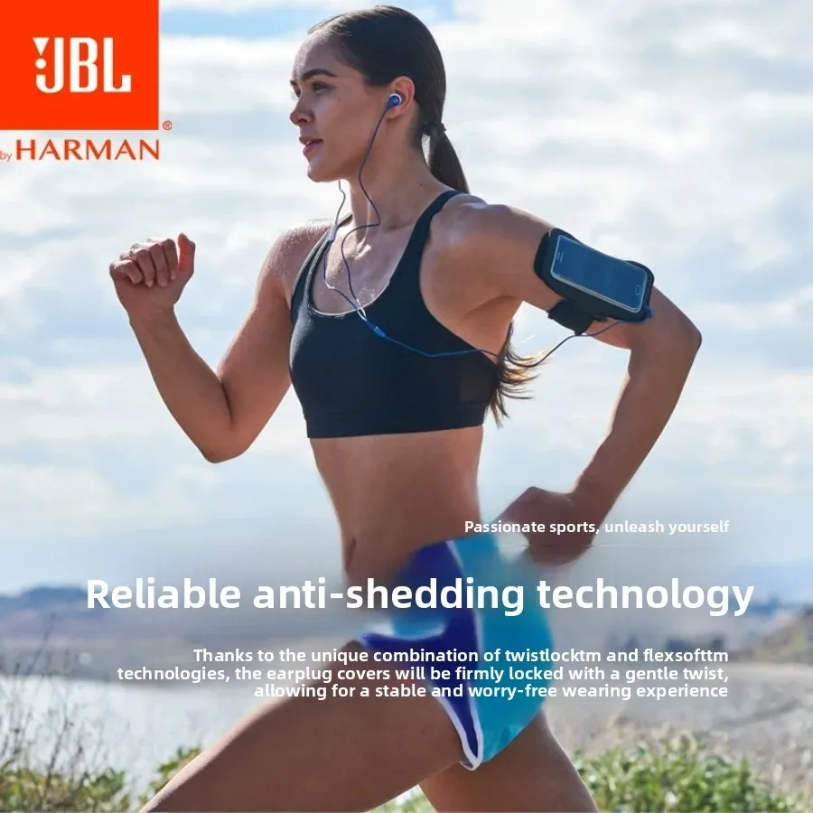 JBL ENDURRUN 2 سماعات أذن مخصصة رسميًا، ميكروفون مدمج، سماعة ألعاب رياضية سلكية مقاومة للماء، جهير ثقيل