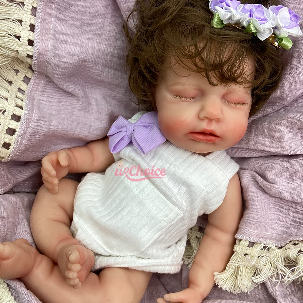

Preemie 12" Mini Silicone Reborn Baby Girl Open Mouth Reborn Doll Rooted Hair Silicone Newborn Small Doll For Collectors Gift