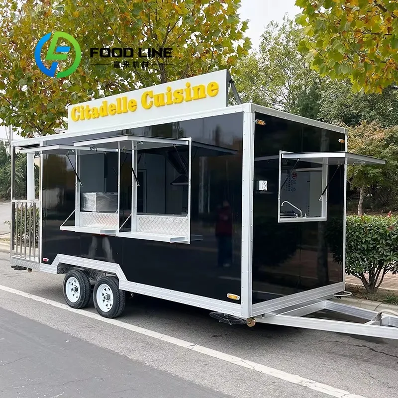 Food Trailer Integrated Lighting System Good Visibility For Night Sales Rust‑Proof Body Street Snack Vending Mobile Food Trailer
