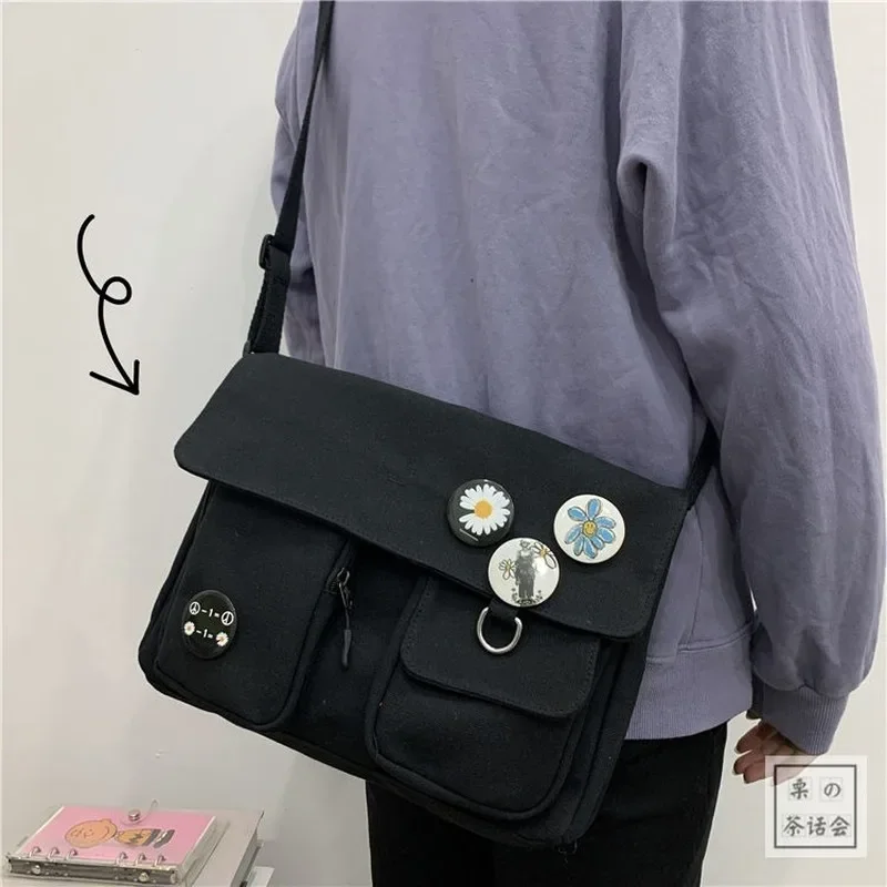 Canvas Messenger Korean Version Tooling Female Harajuku Messenger Bag Multifunctional Outdoor Travel Student School Package