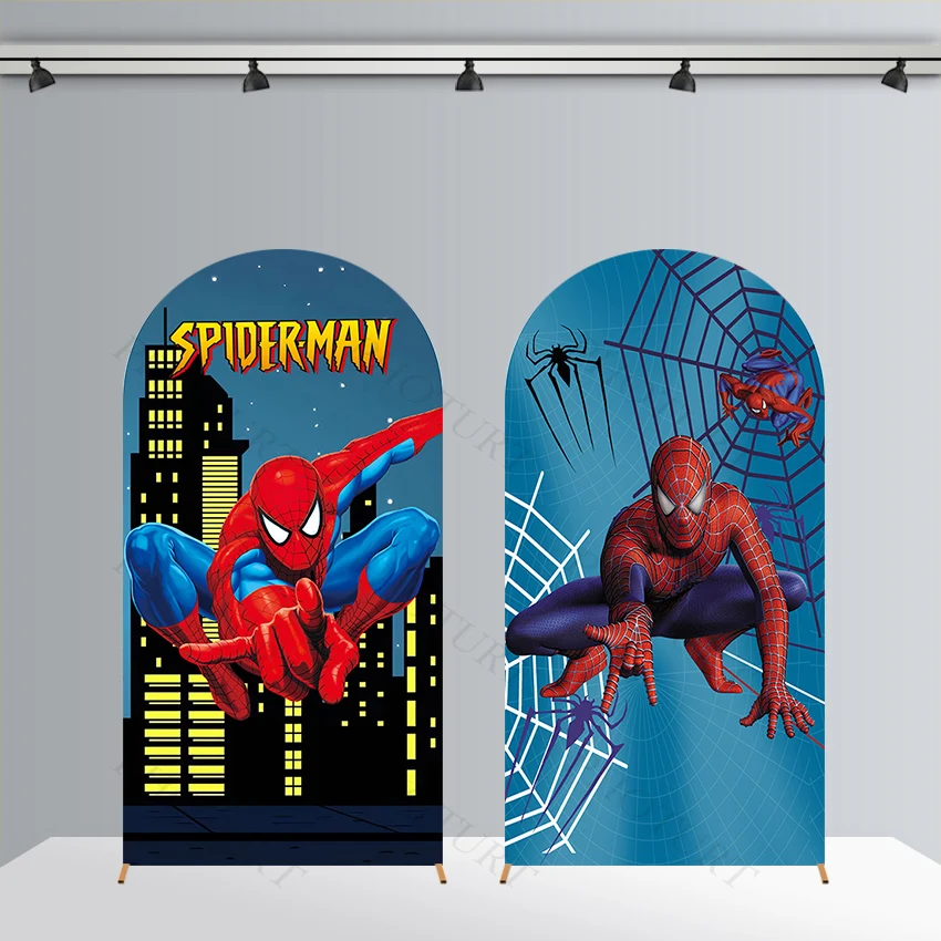 Arch Disney Superhero Spider Man Background Kids Birthday Party Backdrop Double Side Polyester Arch Banner Photography Props