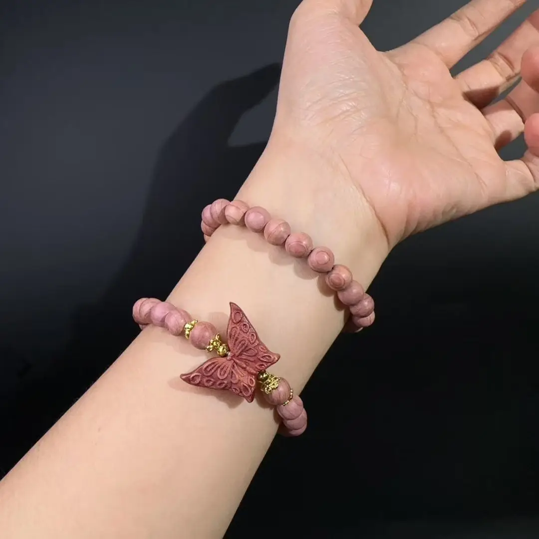 8 مللي متر السرو الدم الخشب فراشة سوار التصميم الأصلي الأقلية العرقية محظوظ بوذا حبة HandString جوكر حبة المسبحة الصينية