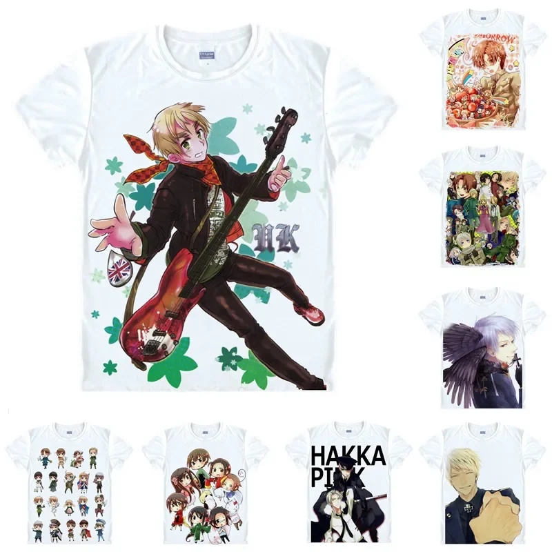 Coolprint Anime Shirt Axis Powers Hetalia T-Shirts Multi-style Short Sleeve Feliciano Vargas Kiku Honda Cosplay Hentai Shirts