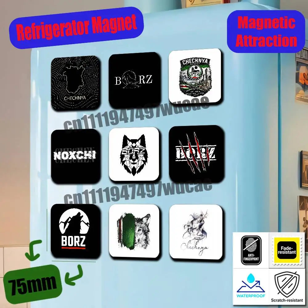 For Chechnya Chechen Wolf Noxchi BORZ Fridge Magnets Freezer Metal Cabinet Custom Refrigerator Magnetic Card Case
