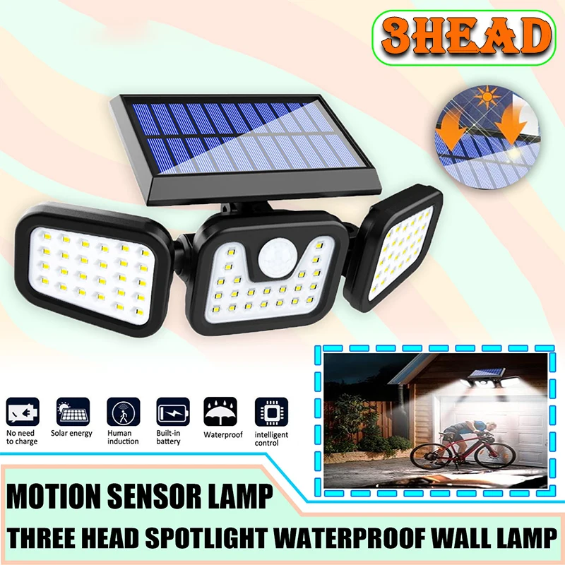 

Solar Lights Outdoor Motion Sensor Human Induction Adjustable Head IP65 Waterproof Solar Power Wall Lamp