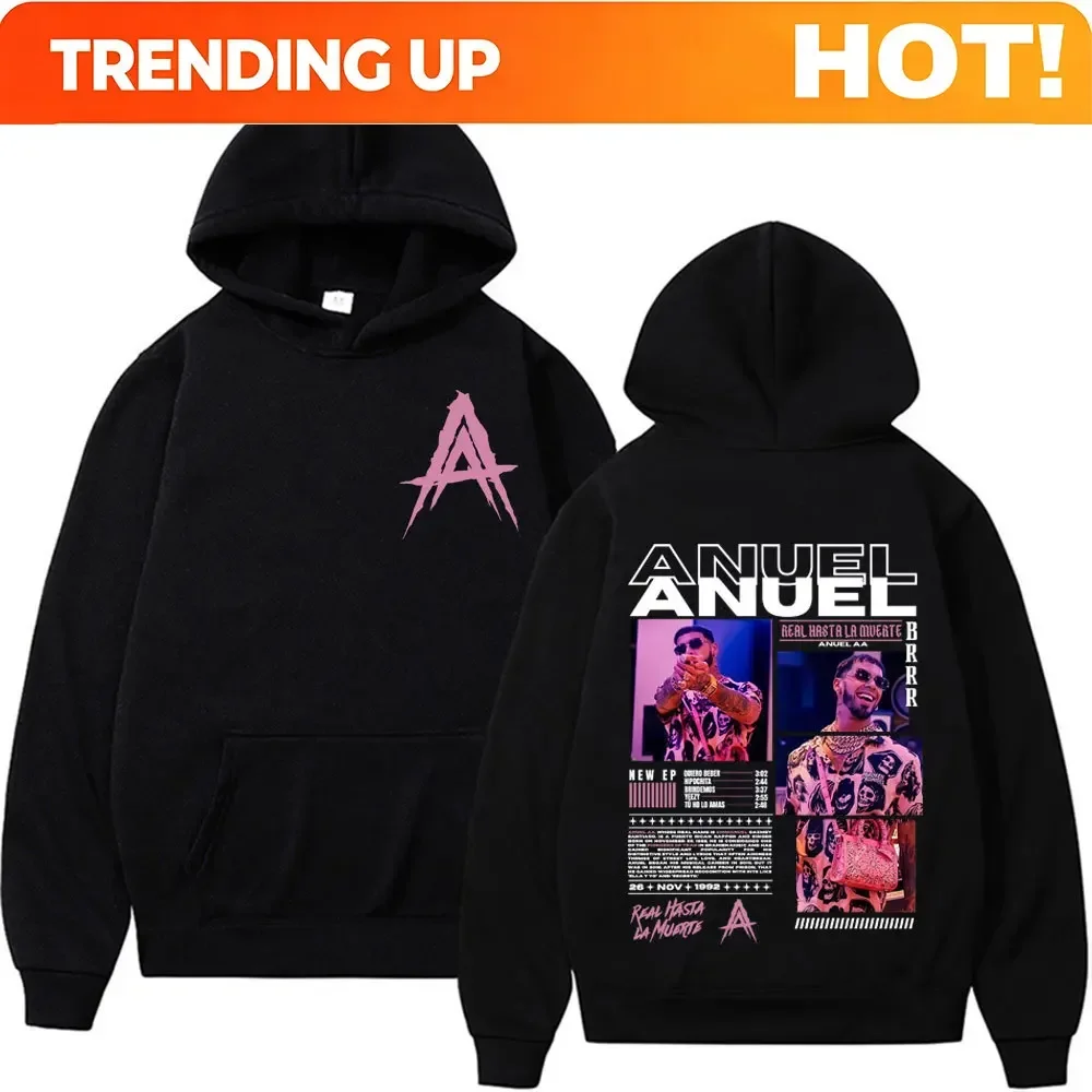 Customization Rapper Anuel AA Real Hasta La Muerte Album Tour Hoodie Streetwear Men Women Vintage Hip Hop Pop Music Hoodies Casu