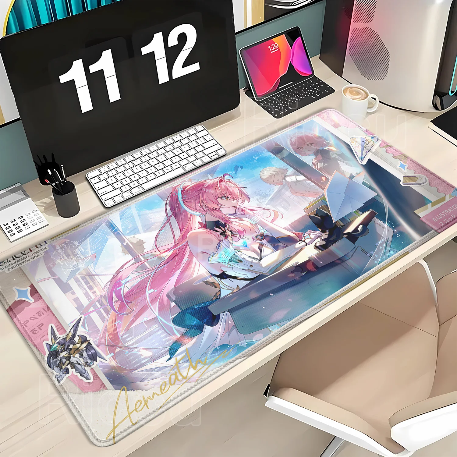Aemeath Wuthering Waves Mouse Pad Anime kawaii girl Keyboard HD Printing Mousepad PC Gaming office accessories overlock Desk Mat