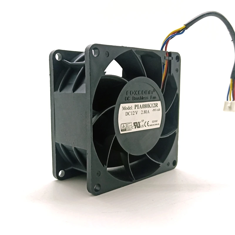

Cooling Fan 8038 12V High Speed 11000RPM 108.5CFM,PIA080K12R 8CM PWM DC12V 80mm 2.8A,for Charging Points Stations