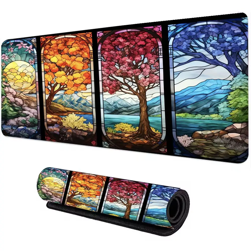 

Trees of four seasons Mouse Pad Large Computer Office Game Table Mats Rubber Anti-slip Gaming Keyboard Mousepads Long Desk Pads