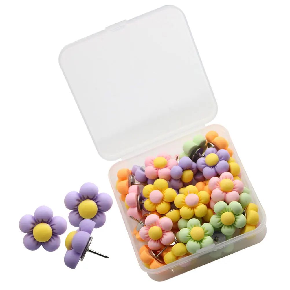 30 قطعة دبابيس دفع على شكل زهرة معكرون دقيقة متعددة الوظائف قابلة للاستبدال مسامير إبهام صغيرة ملحقات منزلية دبابيس دفع #4