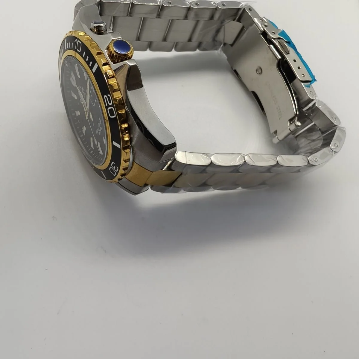 Orient Diver automatisch horloge blauwe wijzerplaat blauwe rand 200M waterdicht dag-datum stalen band lichtgevende markeringen heren sporthorloge