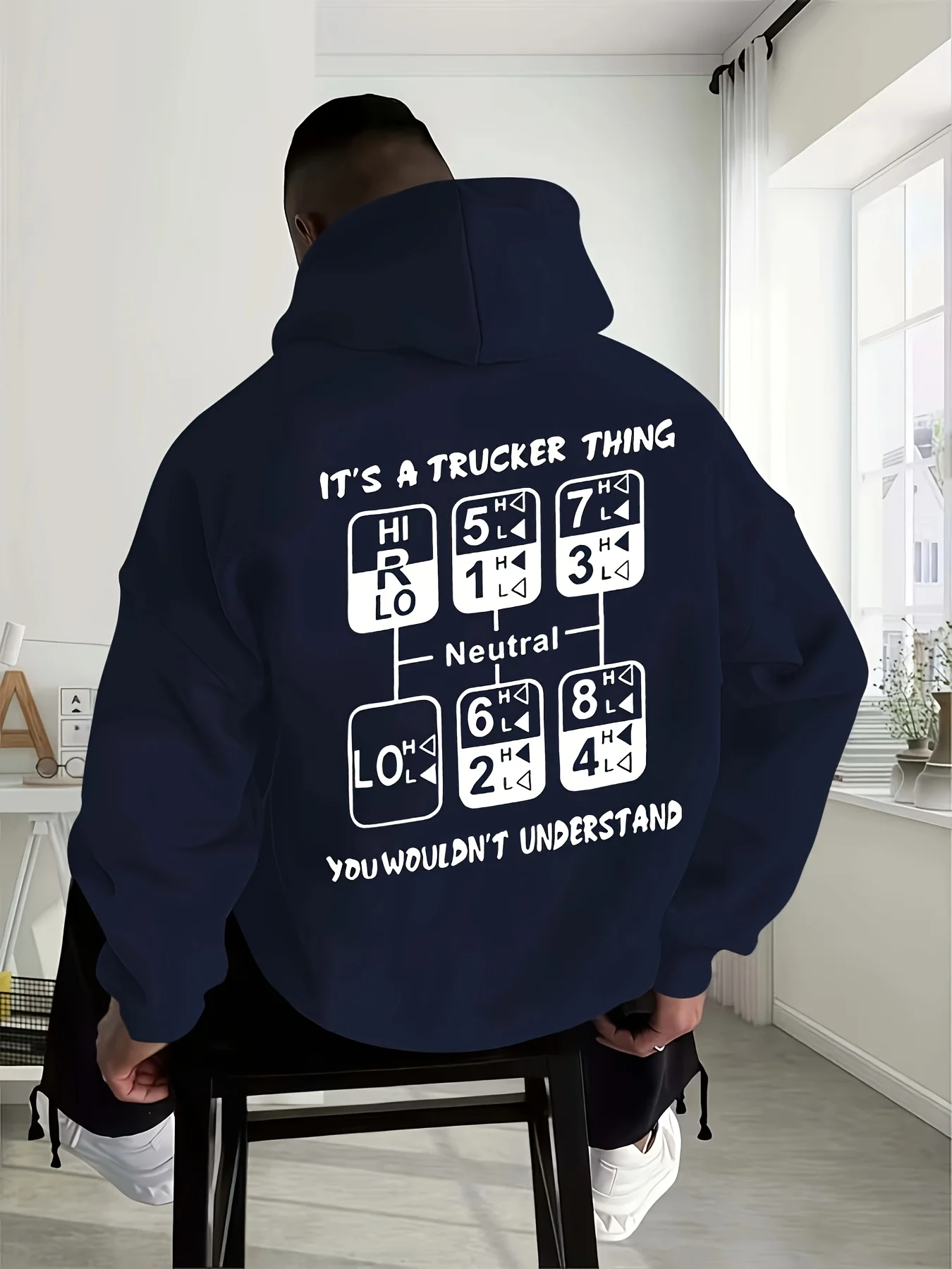 Truckdriver enthusiast print men's simple and fashionable street punk hip-hop sport hoodedsweatshirt loose for autumn and winter